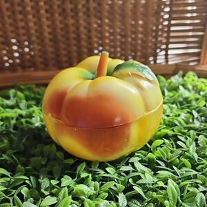 Vintage Painted Milk Glass Apple/Tomato Trinket Box